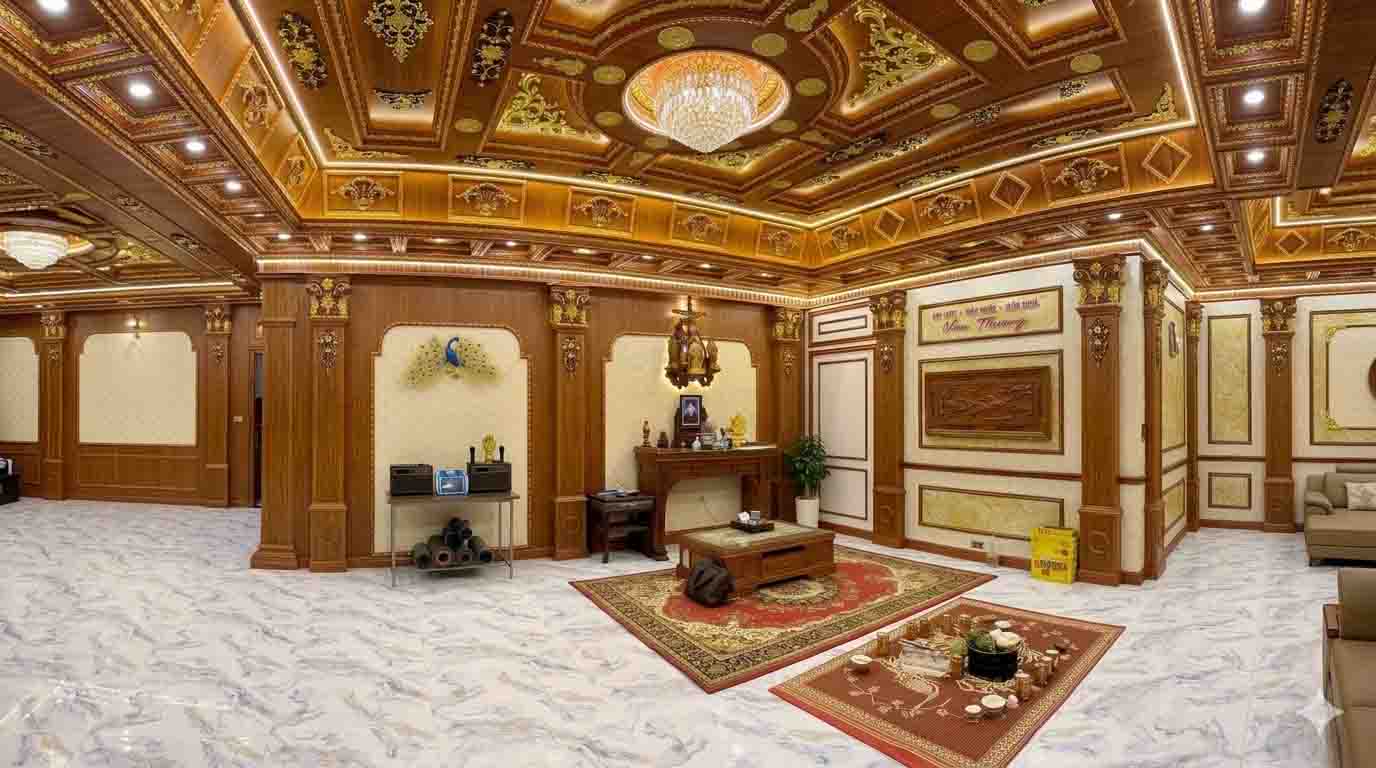 thi công trần nhựa nano phòng khách - MinhChau Nội Thất Nhựa Cao Cấp