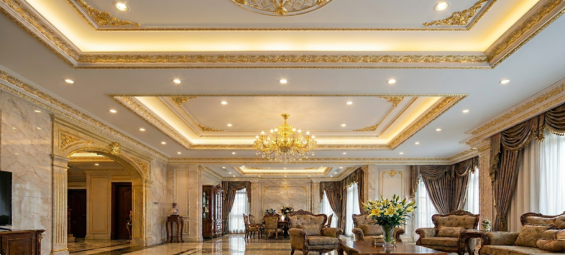 Thi công trần nhựa Nano pu dát vàng - MinhChau Home